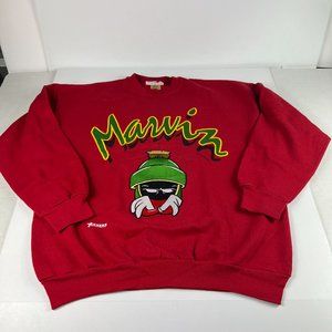 VTG 90s Looney Tunes Marvin The Martian Sweatshirt Extra Large Red Crewneck